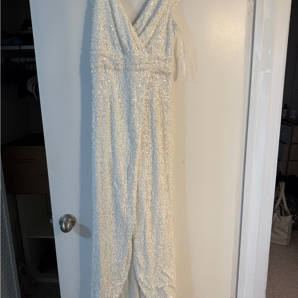 Adrianna Papell White Sequin Dress